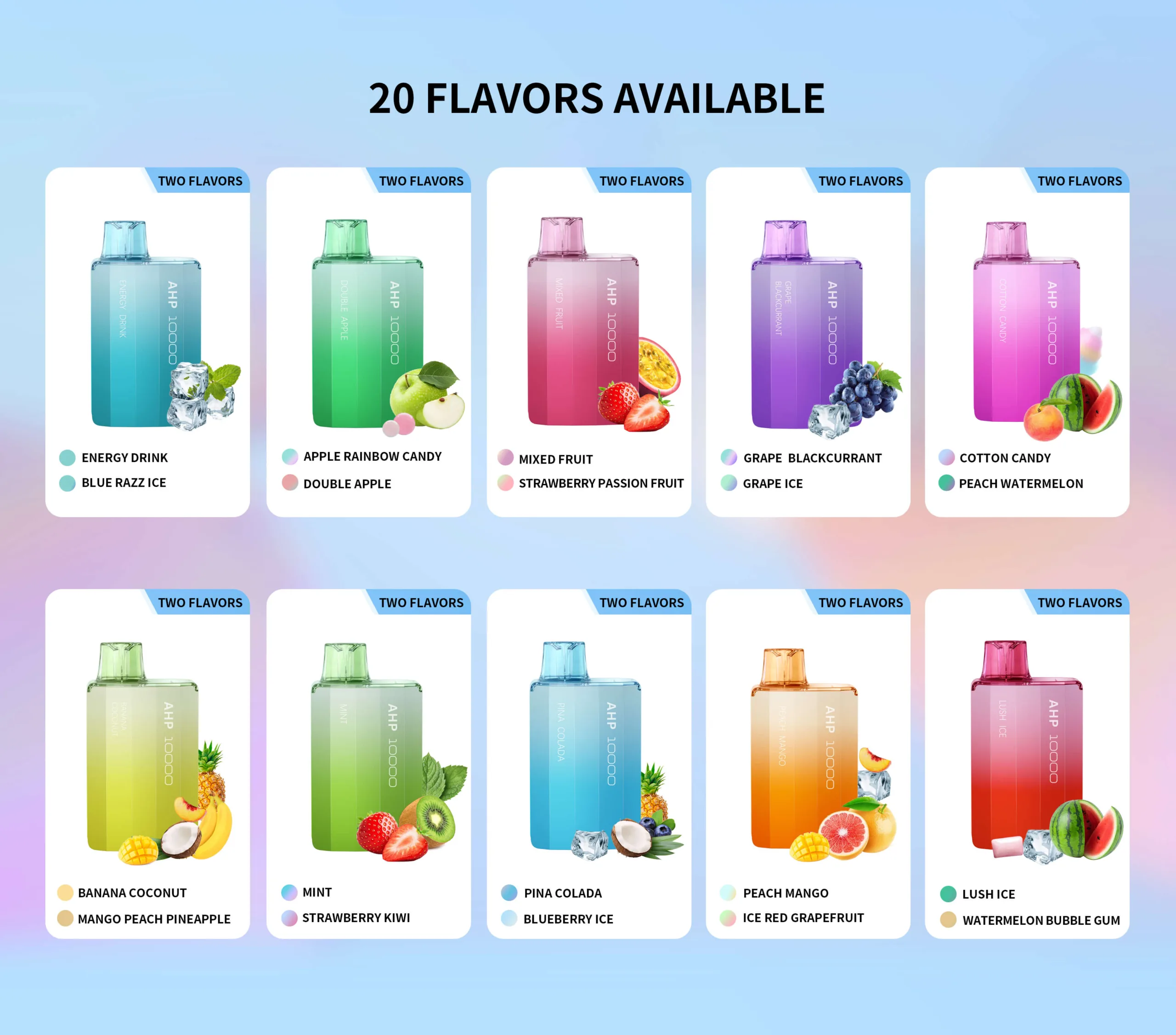 AHP 1000 DISPOSABLE VAPE 20 FLAVORS