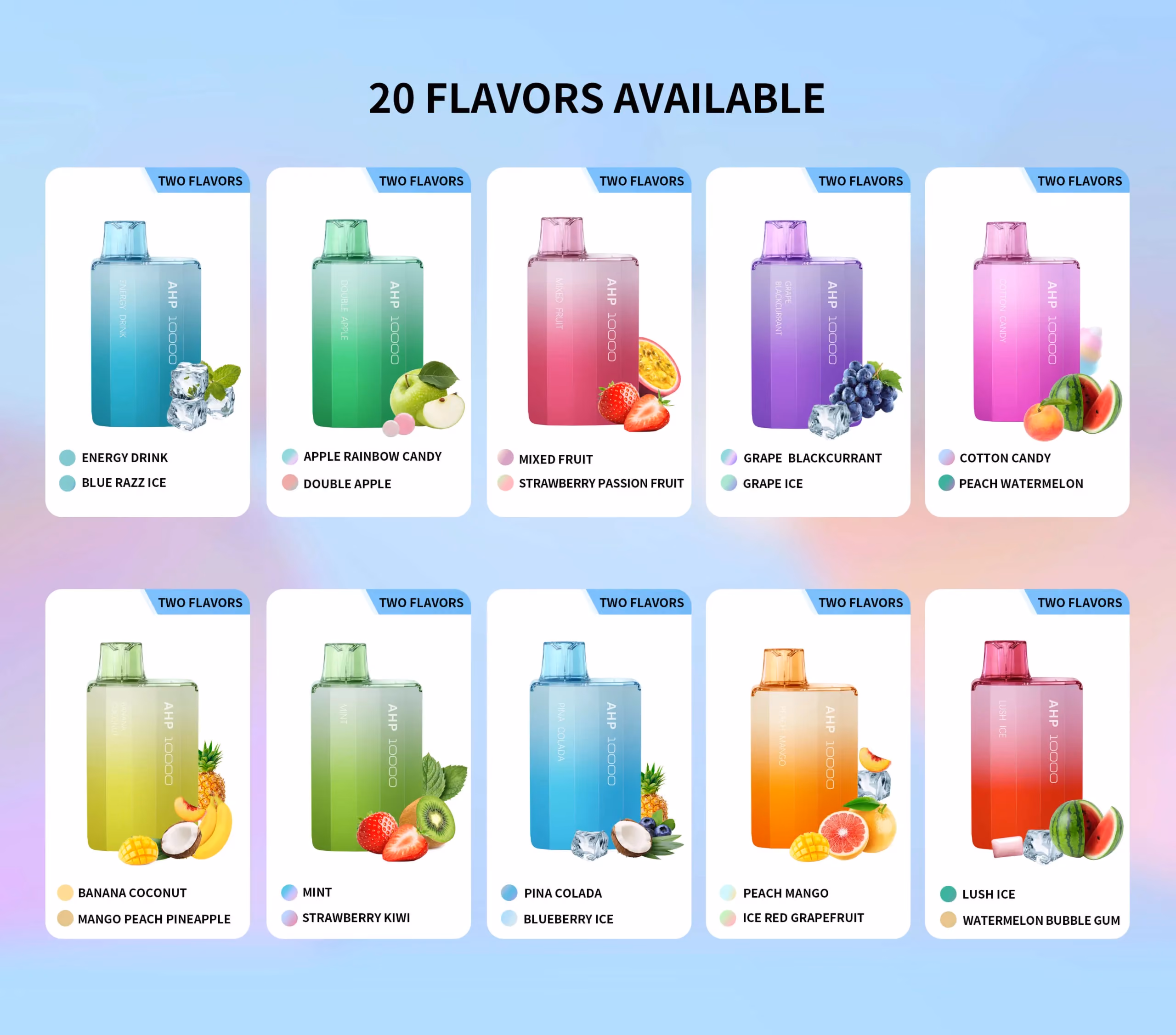 AHP10000 disposable vape 20 flavors